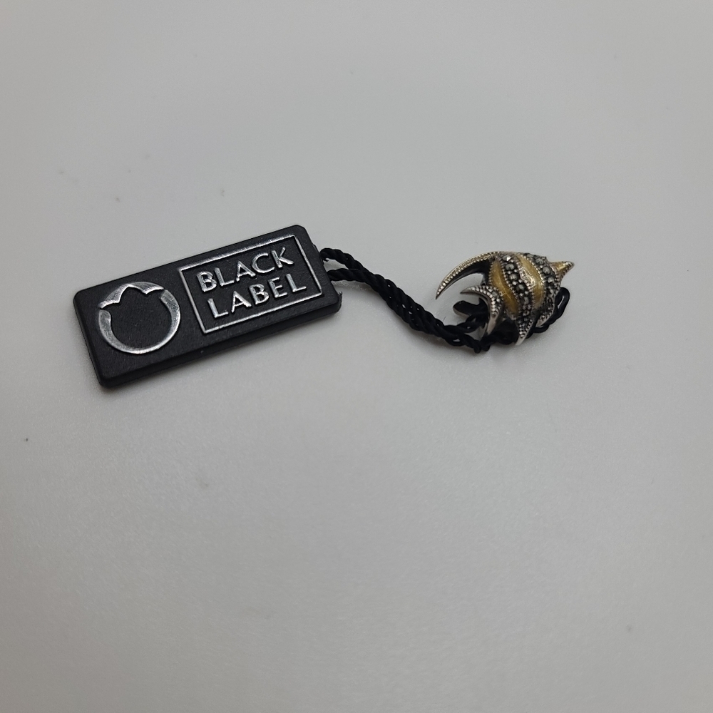 Black Label Striped Fish Charm .925 Silver